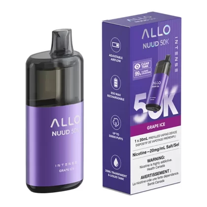 Allo Intense Nuud 50K Disposable Vape Device - Grape Ice 20ml - 20mg/ml