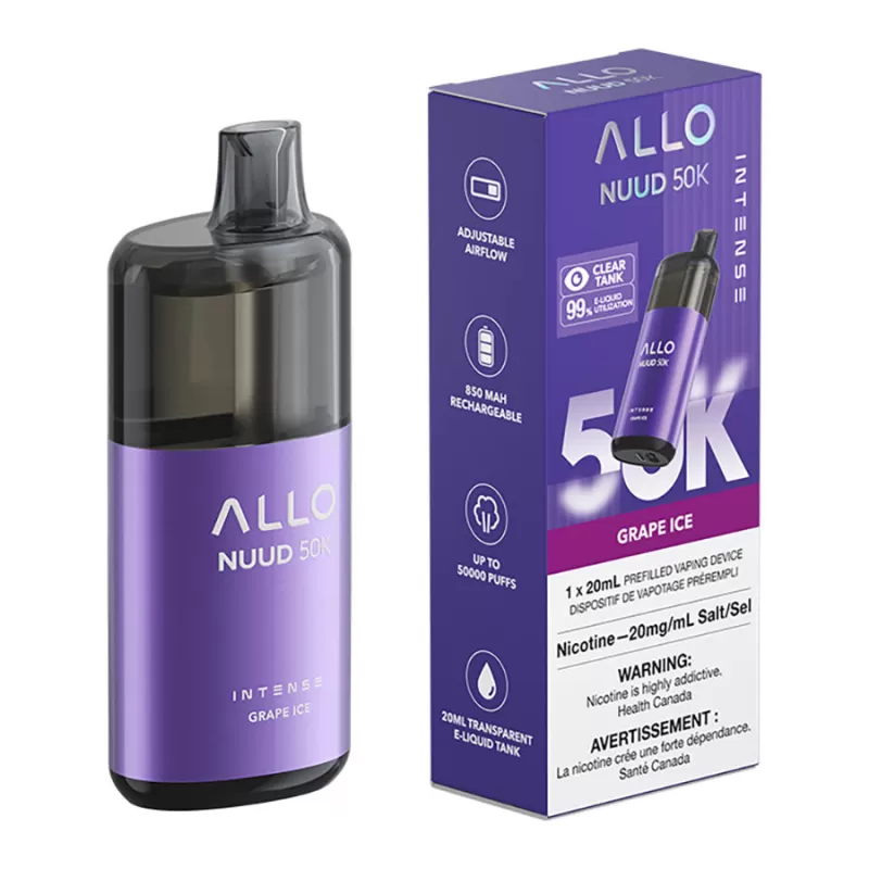 Allo Intense Nuud 50K Disposable Vape Device - Grape Ice 20ml - 20mg/ml