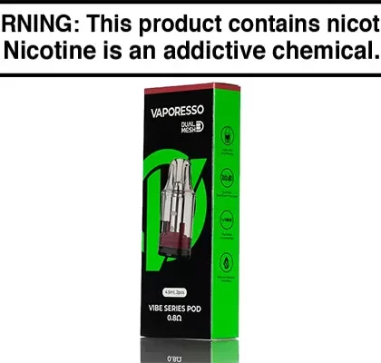 Vaporesso Vibe Replacement Pods - Pack of 2 - 0.8lhm Dual Mesh - 4.5mL, Pack of 2 - 1.0ohm Dual Mesh 4.5mL