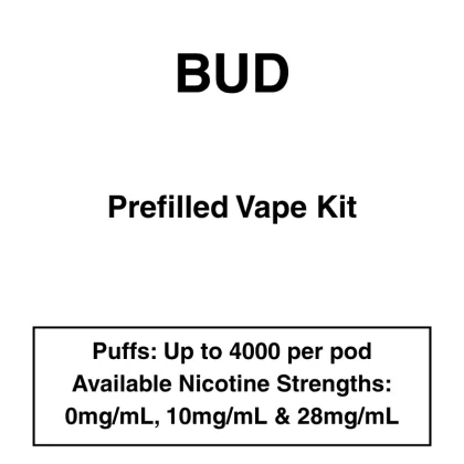 Bud – Closed Pod Vape Kit with reusable battery – 4000 Puffs – 28mg/ml Nicotine