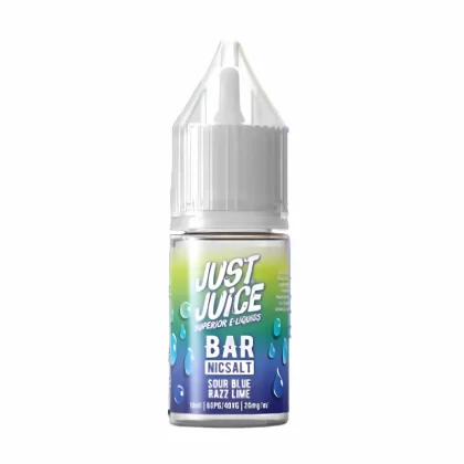 Just Juice Bar Sour Blue Razz Lime Nic Salt Vape Juice- 10 Pack - Strength 20mg