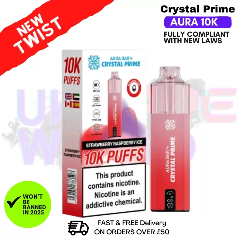 Strawberry Raspberry Ice Crystal Prime 10K Puff Pod Kit
