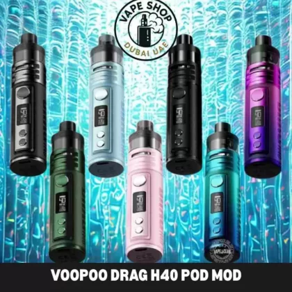 VOOPOO Drag H40 Pod Mod 40W Pod System 1500mAh Vape Kit in Dubai - Black, Gunmetal (8CCB35)