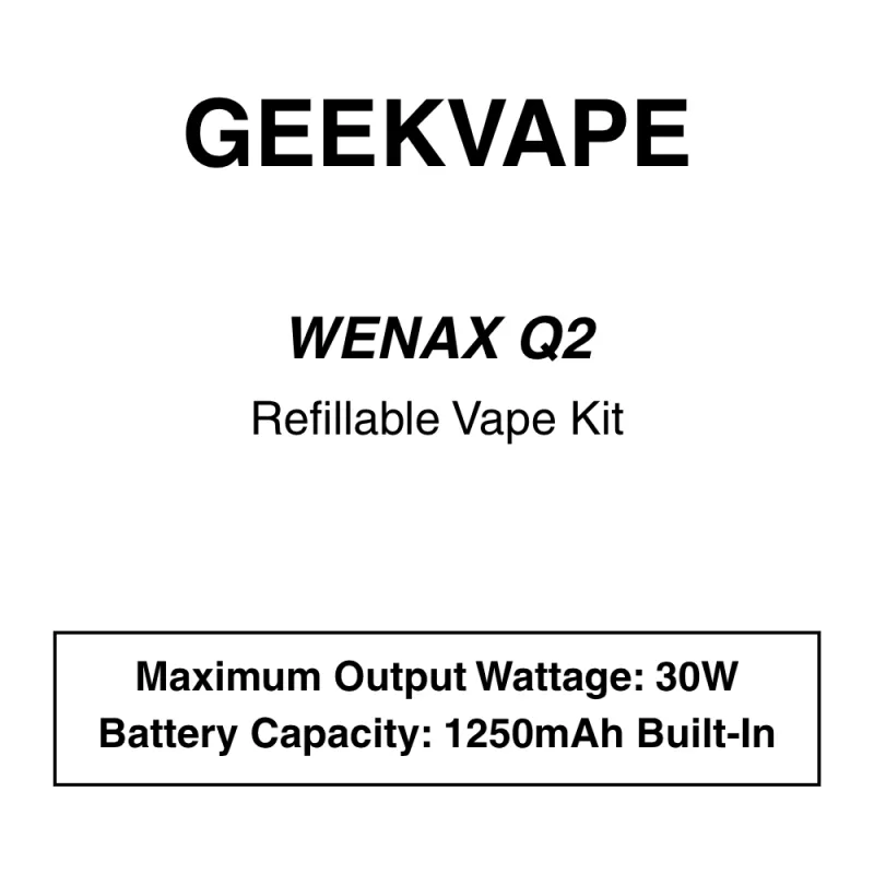 Geekvape – Wenax Q2 – Refillable Vape Kit - Fiber Black, Monet Blue (61AC1D)