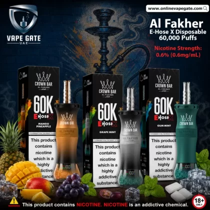 Al Fakher - E-Hose X Rechargeable Disposable Vape 60,000 Puffs - Cool Mango / 6 mg
