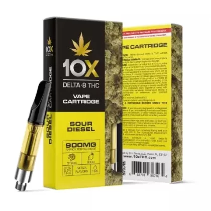 D8 Vape Cart – 900mg – Sour Diesel – Sativa – 1ml – 10X - Ejuicewarehouse