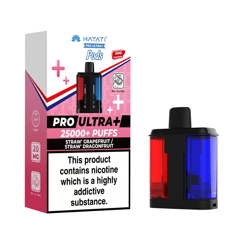 Straw' Grapefruit / Straw' Dragonfruit Hayati Pro Ultra Plus Refill Pack - 20mg - Vape Product (0D6EB1)