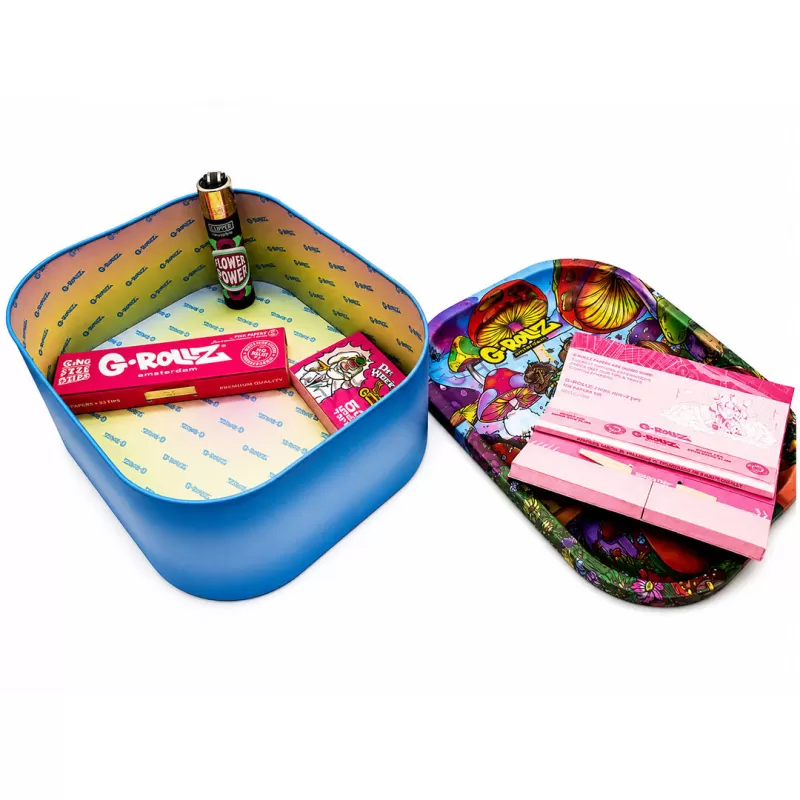 G-Rollz Medium Storage Box Tin with Tray Lid – 7 Unique Designs - Image 2