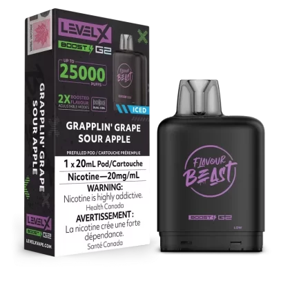 Grapplin’ Grape Sour Apple Iced Flavour Beast Boost G2 Pods 25K