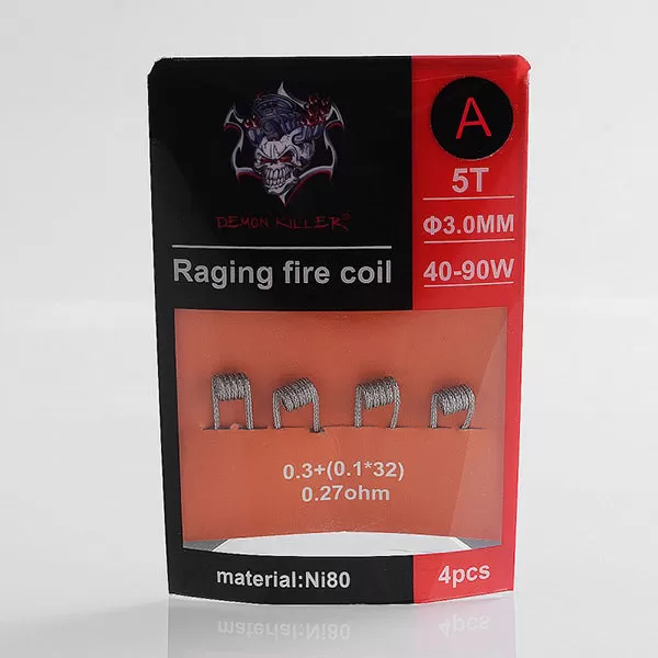 Demon Killer Raging Fire Coil Ni80 Pre-made Heating Wire 4PCS-PACK - Coil A