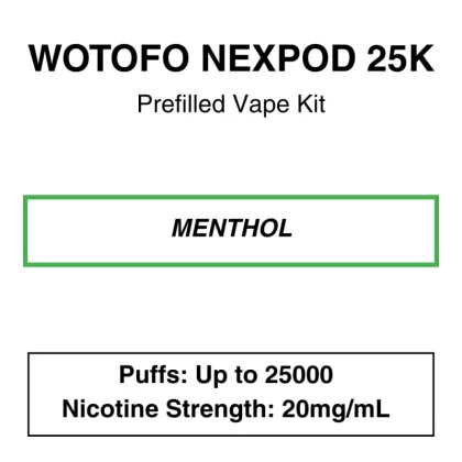 Wotofo – Nexpod 25K – Prefilled Vape Kit – Menthol
