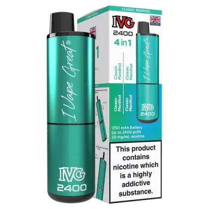 IVG 2400 Rechargeable Vape Classic Menthol - Strength#20mg