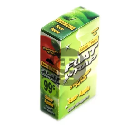 Good Times Sour Apple Flat Wraps Pre Priced 25 Pouches of 2 - Vape Store