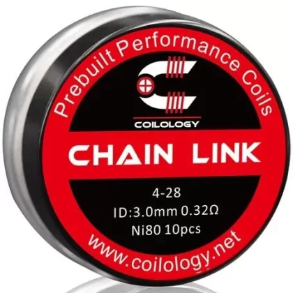Coilology Prebuilt Performance Coils Chain Link - Size#4-28 0.32ohm ni80 3mm ID>4-28 0.33ohm SS 3mm ID (8A7515)