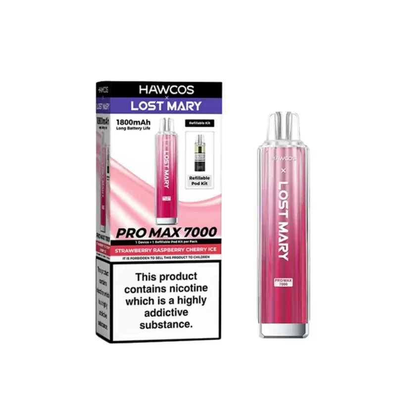 Hawcos x Lost Mary Pro Max 7000 Prefilled Pod Kit Strawberry Raspberry Cherry Ice - Nicotine Strength#20mg (66720C)