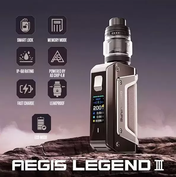 GEEKVAPE AEGIS LEGEND 3 200W STARTER KIT - Silver - Onlinevapegate