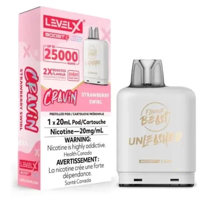 LEVEL X FLAVOUR BEAST UNLEASHED BOOST POD 20ML – STRAWBERRY SWIRL