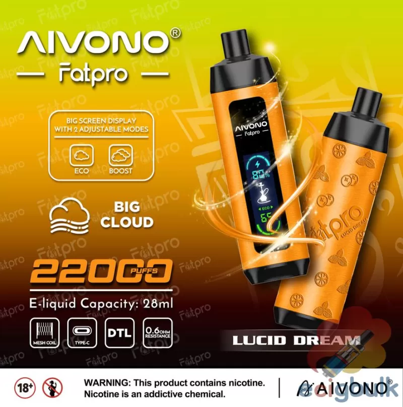 Aivono Aim Fatpro 22000 Disposable Vape – 22K Puffs & Hookah Flavors