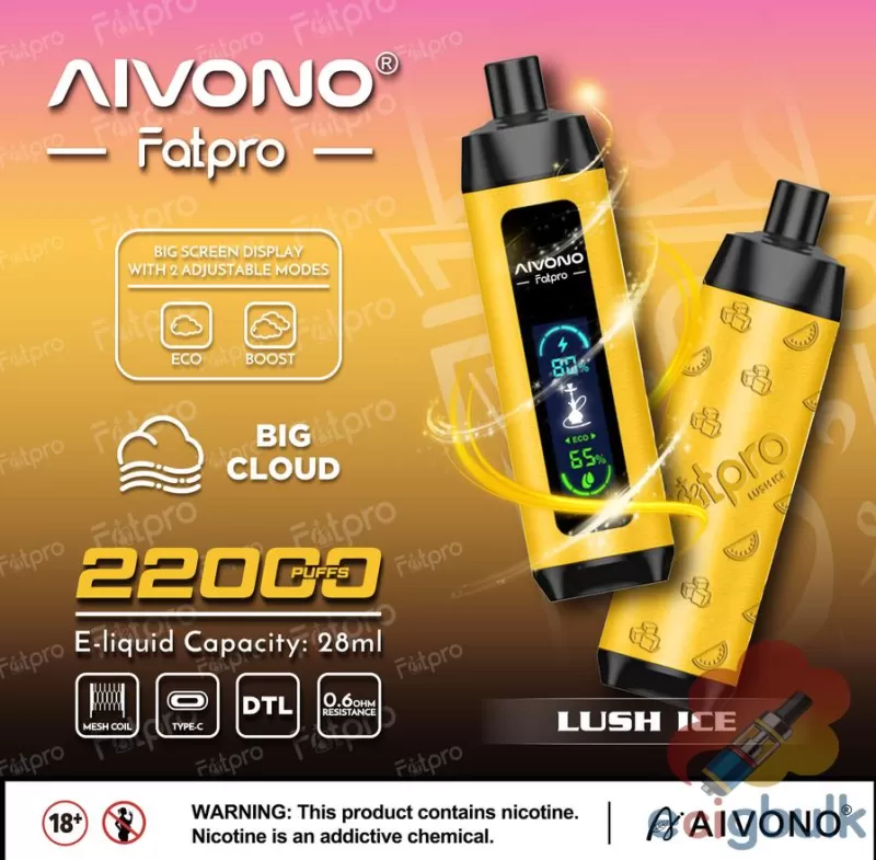Aivono Aim Fatpro 22000 Disposable Vape – 22K Puffs & Hookah Flavors - Image 2