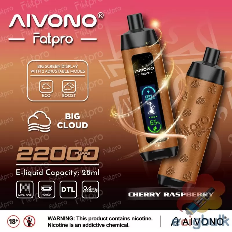 Aivono Aim Fatpro 22000 Disposable Vape – 22K Puffs & Hookah Flavors - Image 3