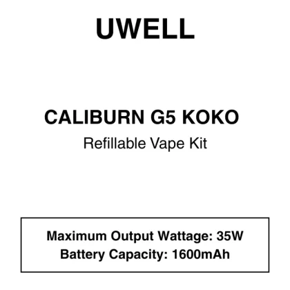 UWELL – Caliburn G5 KOKO – Refillable Vape Kit - Vapeys Co Nz