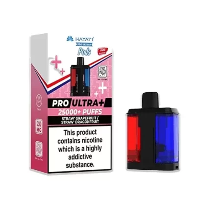 Hayati Pro Ultra Plus 25K Prefilled Refill Pods Straw’ Grapefruit / Straw’ Dragon Fruit