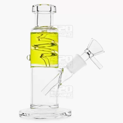 Glycerin Coil Mini Straight Tube Water Pipe | 6in Long – 14mm Bowl – Yellow