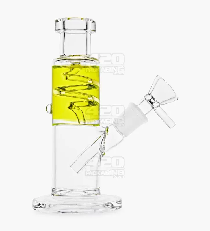 Glycerin Coil Mini Straight Tube Water Pipe | 6in Long – 14mm Bowl – Yellow