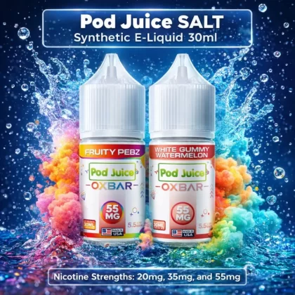 Pod Juice SALT Synthetic E-Liquid 30ml - Blue Razz Lemonade FREEZE / 55mg - Vapeciga