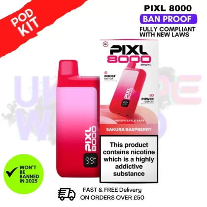 Sakura Raspberry Pixl 8000 Puff Pod Kit