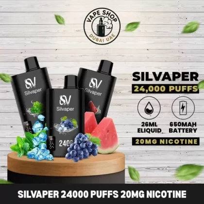 SILVAPER 24000 Puffs 20MG Nicotine Disposable Vape - Vape Product, FULL BOX 10 DEVICE; Banana Ice, Blue Razz Lemonade