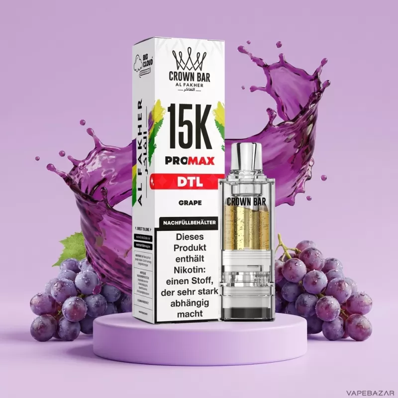Al Fakher Pods Crown Bar 15K Pro Max – DTL 6mg – Grape