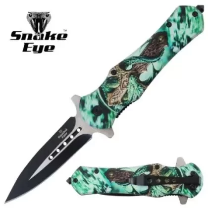 Snake Eye Tactical Spring Assisted Knife – Green Dragon