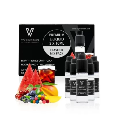 Vapoursson e-Liquid – Flavour Mix 0mg 10ml Bottle x 5 Pack | Cigee
