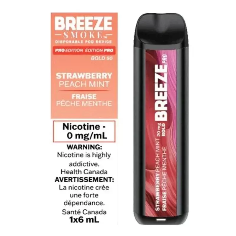Breeze Pro Strawberry Peach Mint Zero Nic Disposable Vape