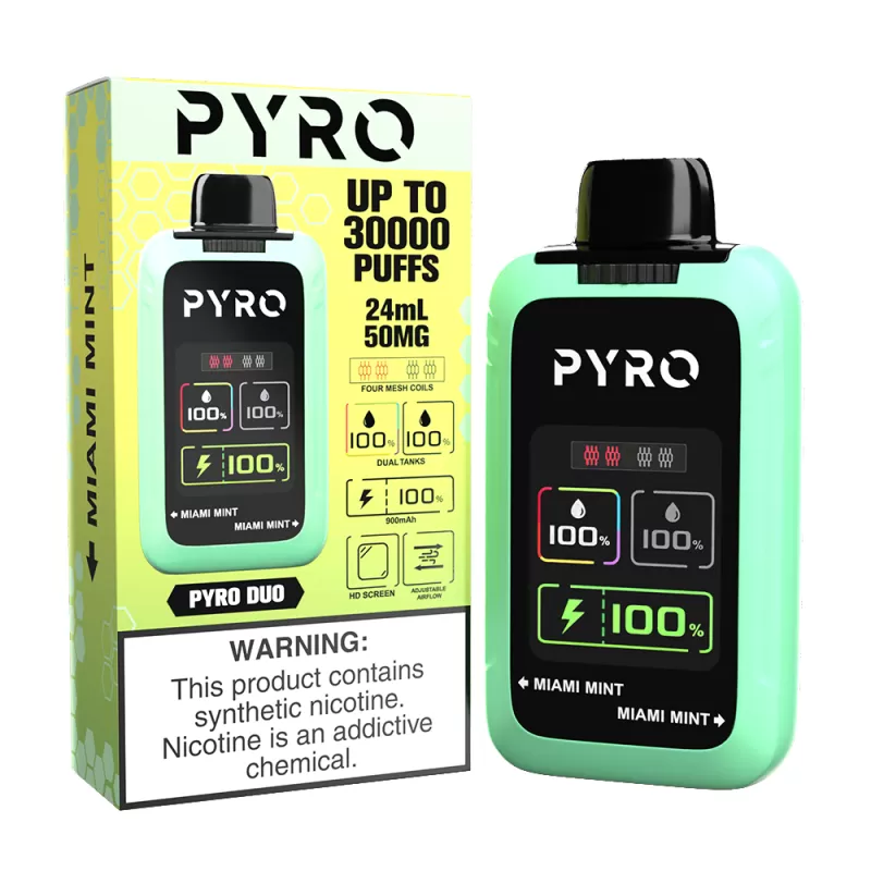 Pyro DUO 30K PUFF Disposable Device - 30,000 Puffs - Blue Razz/Blue Razz Ice - Image 3