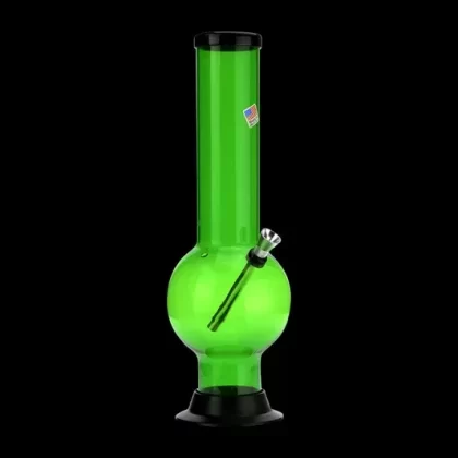 Acrylic Straight Tube Bubble Base Bong with Carb Hole