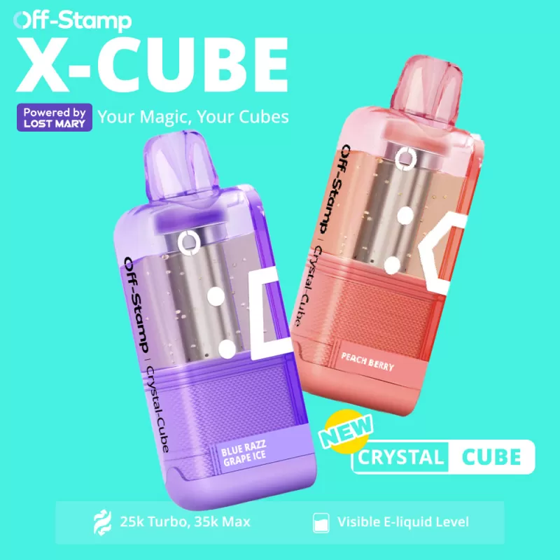 Made in Indonesia | Off-Stamp X-CUBE "Crystal Cube" 35K Disposable POD – 35,000 Puffs - Blackberry Blueberry