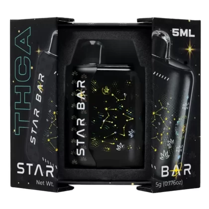 Gold Spectrum Star Bar THC-A Vaporizer – 5000mg - Strain#Hibiscus Haze (I)>SuperBoof (S)>Supreme Spearmint (H)>Sour Lime Haze (I)>Baja Gas (I)>Big Orange Kush (S)>Boujee Berry (I)>Cherry Pop (419779)