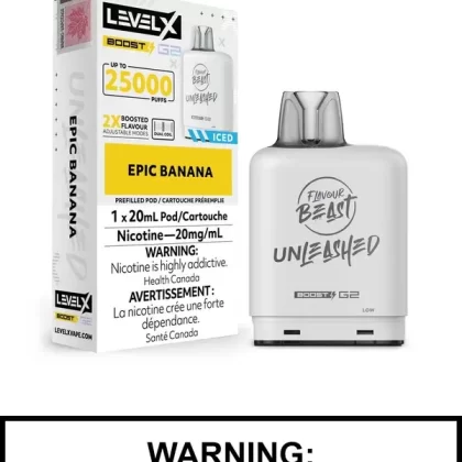 Epic Banana Iced Flavour Beast Unleashed Level X Boost G2 Pods