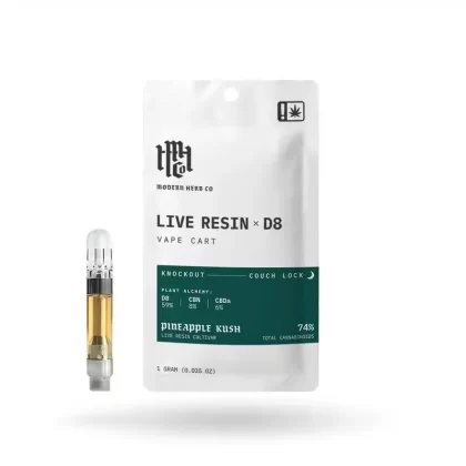 Live Resin Delta 8 Vape Cartridge: Knockout - Strain#OG Kush>Pink Panther>Takilma Kush>Mango Tree