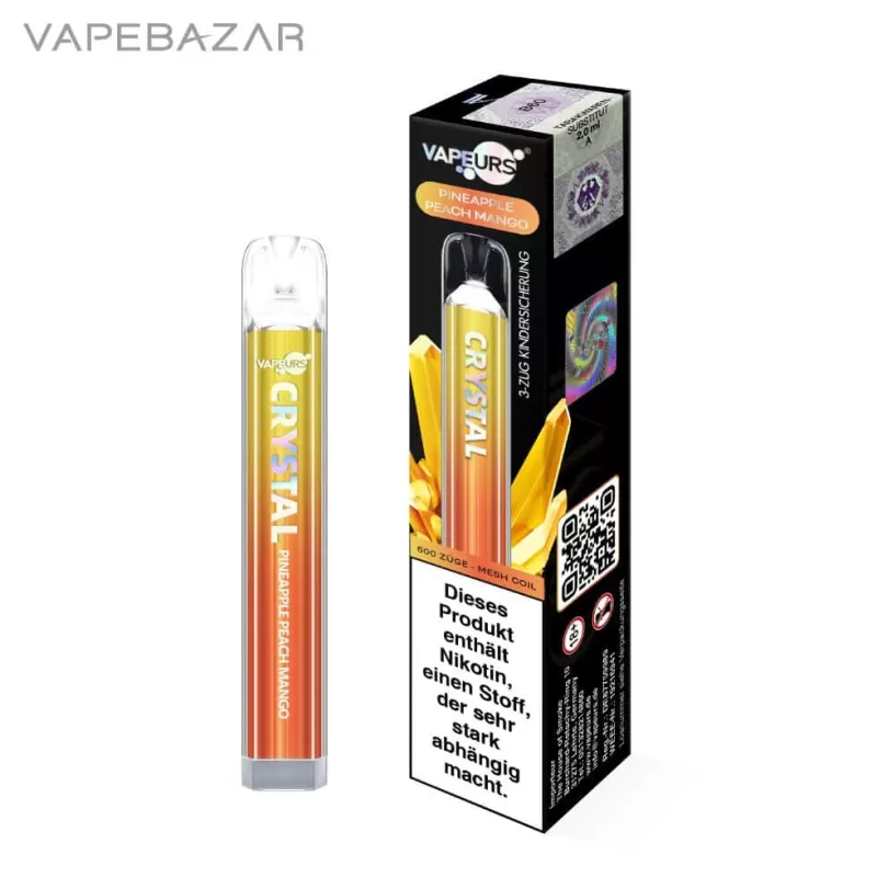 VAPEURS Crystal – Pineapple Peach Mango - 550 mAh / Glycerin / Nikotinsalz / Propylenglykol / Aromastoffe / 20mg/ml - Image 3