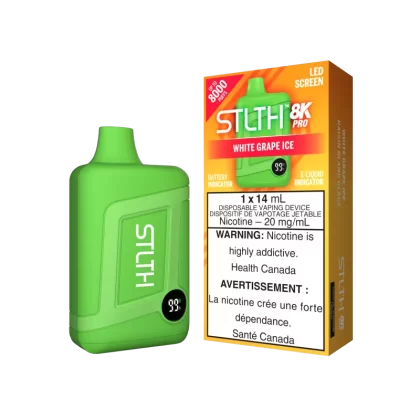 STLTH 8K PRO - White Grape Ice - 20 mg/mL (wholeseller) - Excise ON, 20 mg/mL (wholeseller) - Excise AB (2086C5)