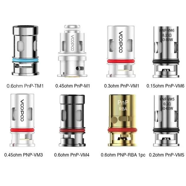 VOOPOO PnP Mesh Coil - Resistance#0.3ohm PnP-VM1>0.45ohm PnP-M1>0.6ohm PnP-VM4>0.45ohm PNP-VM3>0.6ohm PNP-RBA 1pcs>1ohm PNP-R2>0.15ohm PnP-VM6>0.2ohm PnP-VM5>0.6ohm PnP-TM1>PnP-TM2 0.8ohm>Pn
