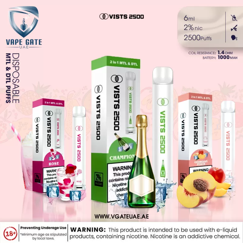Vists 2500 – Disposable (20MG - MTL & DTL Puffs) - Watermelon Strawberry - Image 2