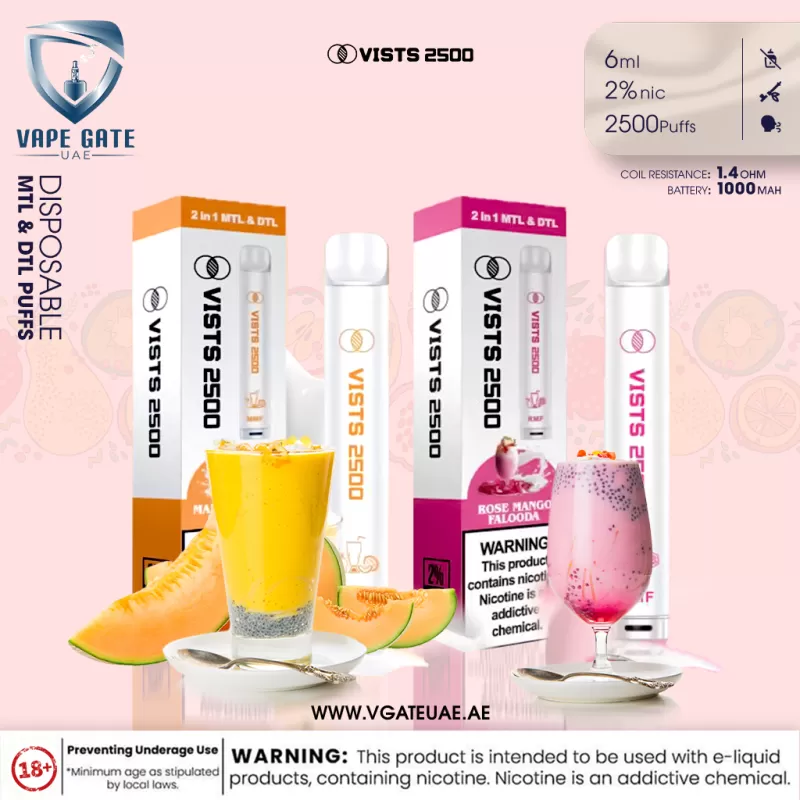 Vists 2500 – Disposable (20MG - MTL & DTL Puffs) - Watermelon Strawberry - Image 3