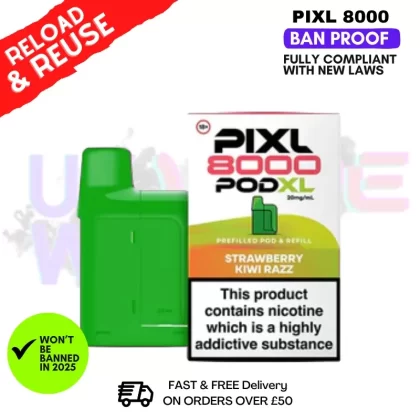 Strawberry Kiwi Razz Pixl 8K Replacement Pods (Refil Pack)
