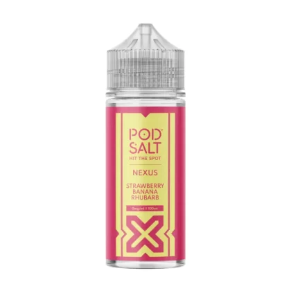 Pod Salt Strawberry Banana Rhubarb 100ml Vape Juice By Nexus - 2x 18mg Nic Shot