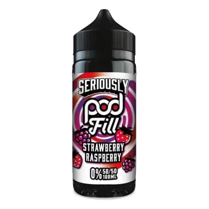 DOOZY SERIOUSLY PODFILL STRAWBERRY RASPBERRY 100ML SHORTFILL E-LIQUID