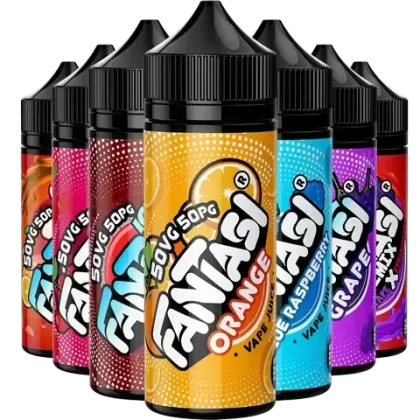 Fantasi 50/50 Range 100ml Shortfill E-Liquid - Flavour#Blue Raspberry X Lemonade>Blueberry X Honeydew Ice>Blue Raspberry X Cherry Ice>Blue Raspberry>Blue Raspberry Ice>Cherry>Cherry Ice>Cola